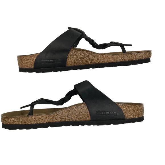 BIRKENSTOCK Gizeh Oiled Leather Sandal Women 10 Black Twist Comfort Resort NWT - Picture 8 of 14